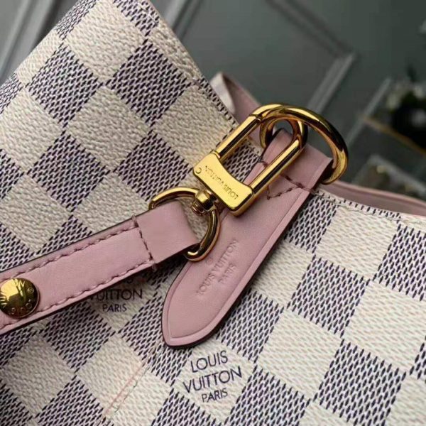 Louis Vuitton LV Women NéoNoé Bucket Bag in Damier Azur Canvas-Pink (8)