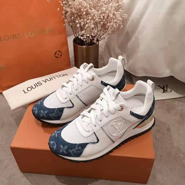 Louis Vuitton LV Women Run Away Sneaker in Monogram Denim and Calf Leather-Blue (2)