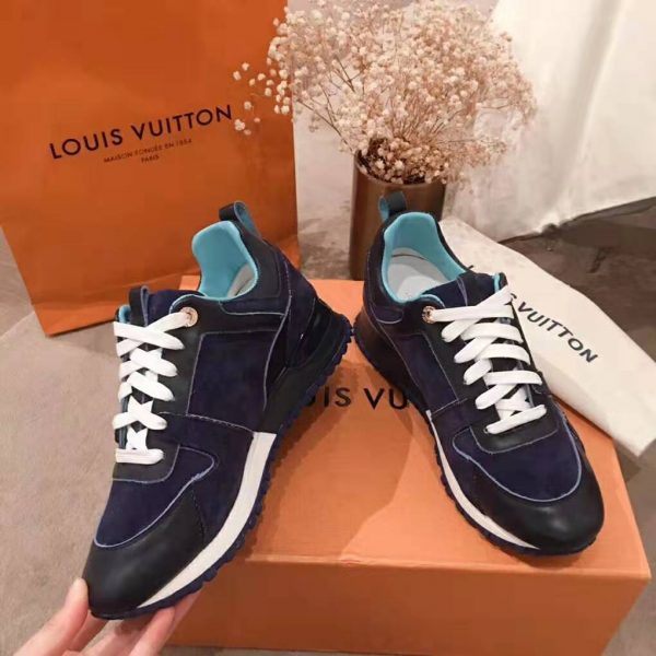 Louis Vuitton LV Women Run Away Sneaker in Suede Calf Leather-Navy (4)