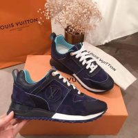 Louis Vuitton LV Women Run Away Sneaker in Suede Calf Leather-Navy (1)