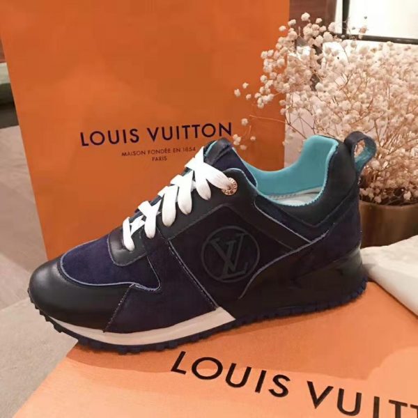 Louis Vuitton LV Women Run Away Sneaker in Suede Calf Leather-Navy (9)