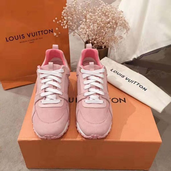 Louis Vuitton LV Women Run Away Sneaker in Suede Calf Leather-Pink (2)