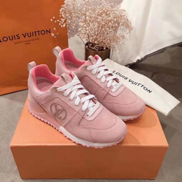 Louis Vuitton LV Women Run Away Sneaker in Suede Calf Leather-Pink (3)