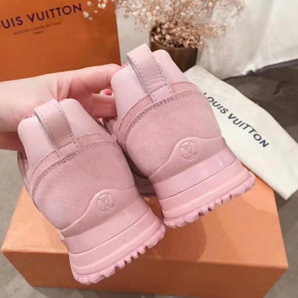 Louis Vuitton LV Women Run Away Sneaker in Suede Calf Leather-Pink (7)