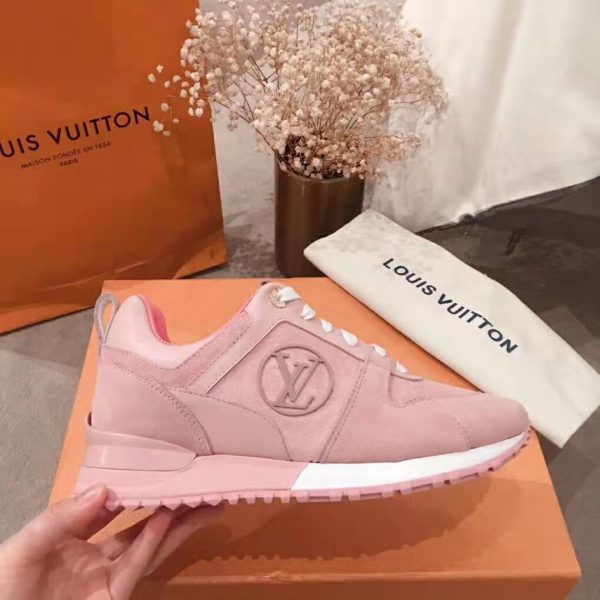 Louis Vuitton LV Women Run Away Sneaker in Suede Calf Leather-Pink (9)