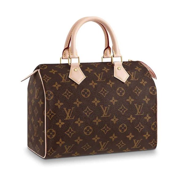 Louis Vuitton LV Women Speedy 25 Bag in Monogram Coated Canvas-Brown (1)