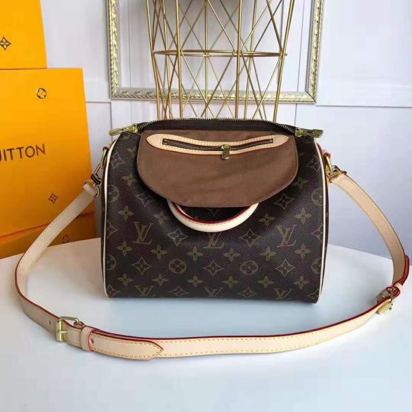 Louis Vuitton LV Women Speedy 25 Bag in Monogram Coated Canvas-Brown (12)