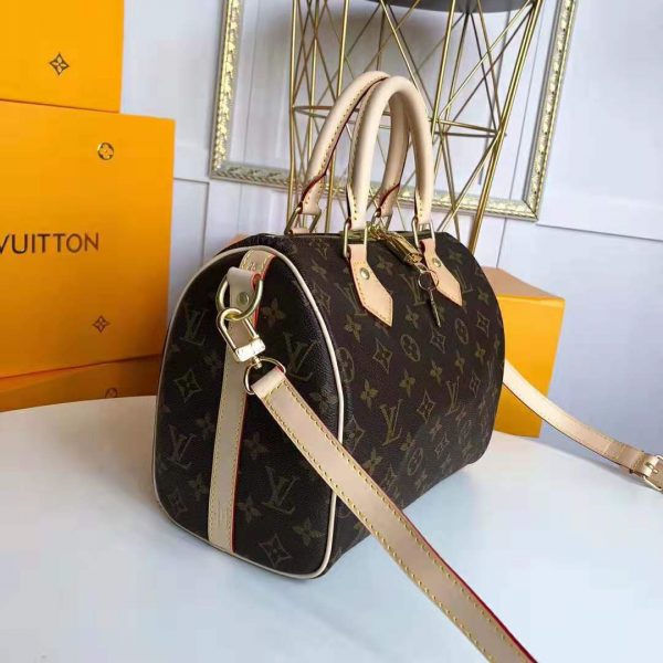 Louis Vuitton LV Women Speedy 25 Bag in Monogram Coated Canvas-Brown (5)