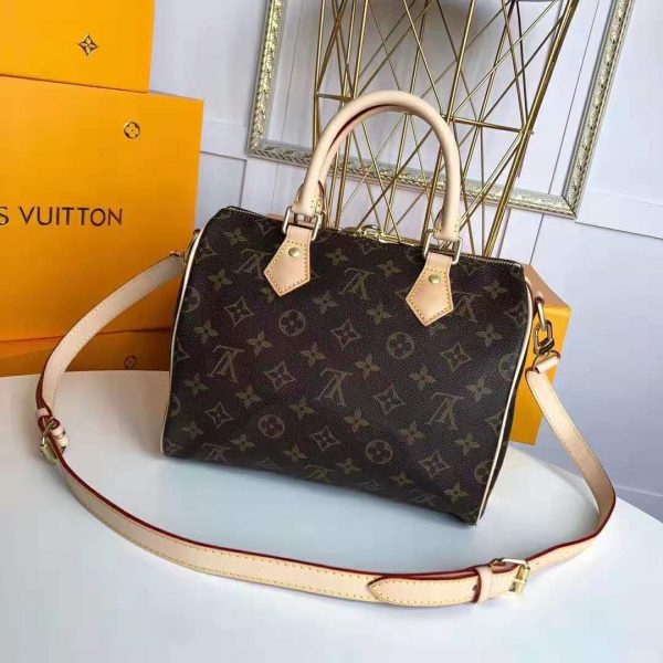 Louis Vuitton LV Women Speedy 25 Bag in Monogram Coated Canvas-Brown (6)