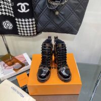 Louis Vuitton LV Women Star Trail Ankle Boot in Black Calf Leather with Monogram Canvas-Brown (1)