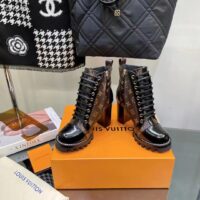 Louis Vuitton LV Women Star Trail Ankle Boot in Black Calf Leather with Monogram Canvas-Brown (1)