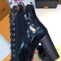 Louis Vuitton LV Women Star Trail Ankle Boot in Black Glazed Calf Leather with Monogram Canvas-Black (1)