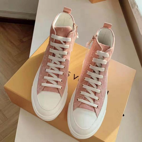 Louis Vuitton LV Women Stellar Sneaker Boot in Pink Monogram Denim (4)
