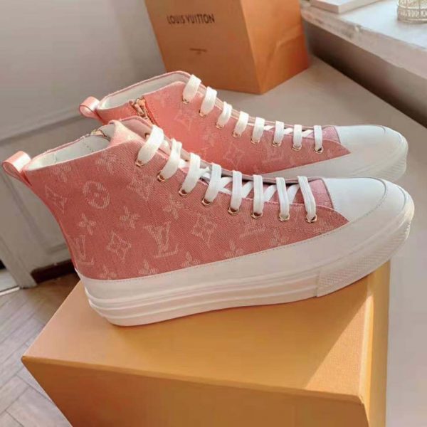 Louis Vuitton LV Women Stellar Sneaker Boot in Pink Monogram Denim (5)