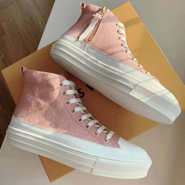 Louis Vuitton LV Women Stellar Sneaker Boot in Pink Monogram Denim (9)