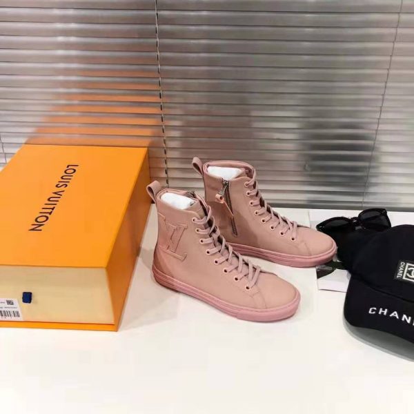 Louis Vuitton LV Women Stellar Sneaker Boot in Soft Pink Calfskin Leather (4)