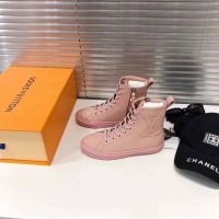 Louis Vuitton LV Women Stellar Sneaker Boot in Soft Pink Calfskin Leather (1)