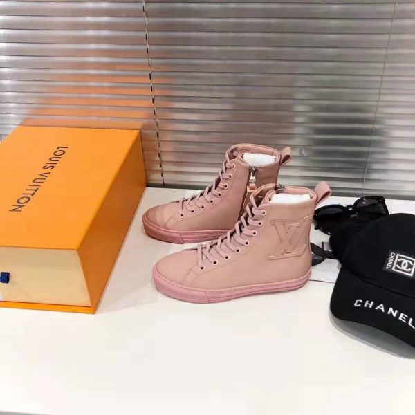 Louis Vuitton LV Women Stellar Sneaker Boot in Soft Pink Calfskin Leather (5)