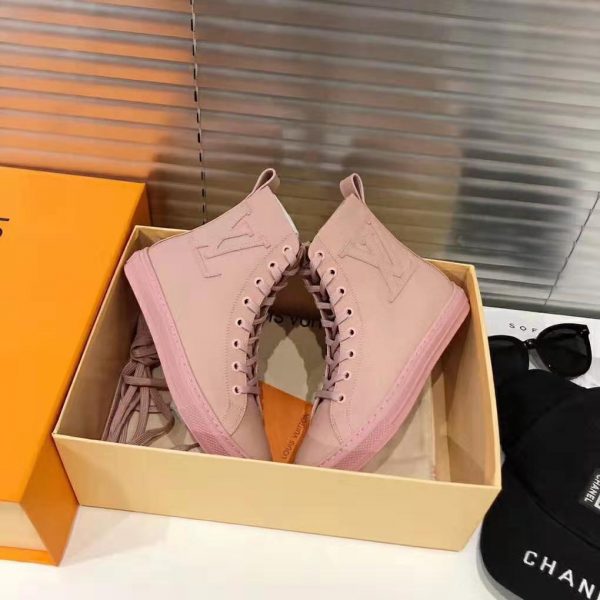 Louis Vuitton LV Women Stellar Sneaker Boot in Soft Pink Calfskin Leather (6)