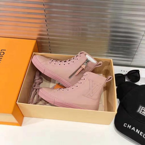 Louis Vuitton LV Women Stellar Sneaker Boot in Soft Pink Calfskin Leather (7)