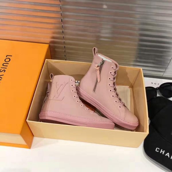 Louis Vuitton LV Women Stellar Sneaker Boot in Soft Pink Calfskin Leather (8)