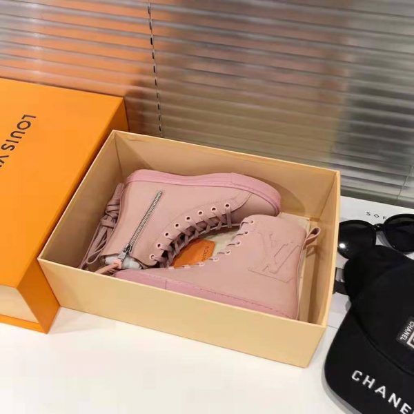 Louis Vuitton LV Women Stellar Sneaker Boot in Soft Pink Calfskin Leather (9)
