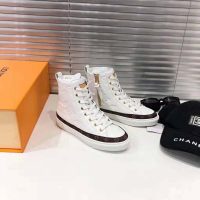 Louis Vuitton LV Women Stellar Sneaker Boot in Soft White Calfskin Leather (1)