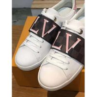 Louis Vuitton LV Women Frontrow Sneaker in White Calf Leather and Damier Canvas