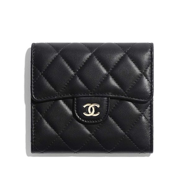 Chanel Women Classic Small Flap Wallet in Lambskin & Gold-Tone Metal-Black (1)