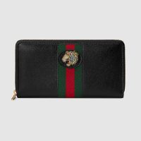 Gucci GG Unisex Rajah Zip Around Wallet in Cerise Leather with a Vintage Effect-Red