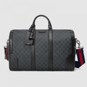 Gucci GG Men GG Black Carry-On Duffle in BlackGrey Soft GG Supreme