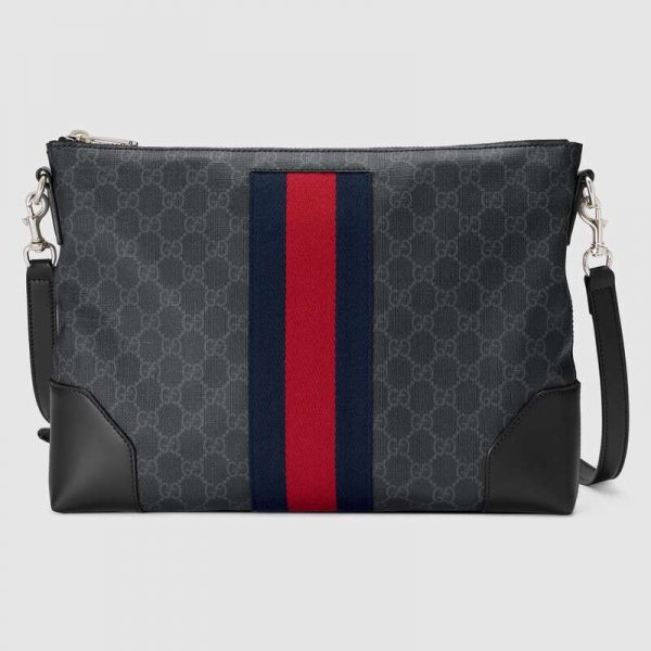 Gucci GG Men GG Black Messenger in BlackGrey GG Supreme Canvas (1)