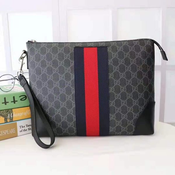 Gucci GG Men GG Black Messenger in BlackGrey GG Supreme Canvas (2)