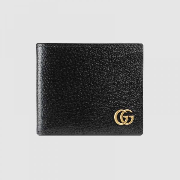 Gucci GG Men GG Marmont Leather Bi-Fold Wallet in Black in Calfskin Leather (1)