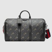 Gucci GG Men Gucci Bestiary Carry-On Duffle with Tigers in BlackGrey Soft GG Supreme