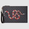 Gucci GG Men Gucci Bestiary Pouch with Kingsnake in BlackGrey GG Supreme Canvas