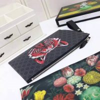 Gucci GG Men Gucci Bestiary Pouch with Wolf in Black and Grey GG Supreme Canvas (1)