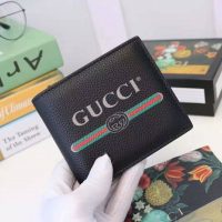 Gucci GG Men Gucci Print Leather Bi-Fold Wallet in Black Leather (1)