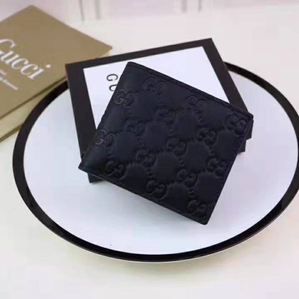Gucci GG Men Gucci Signature Bi-Fold Wallet in Black Leather (4)