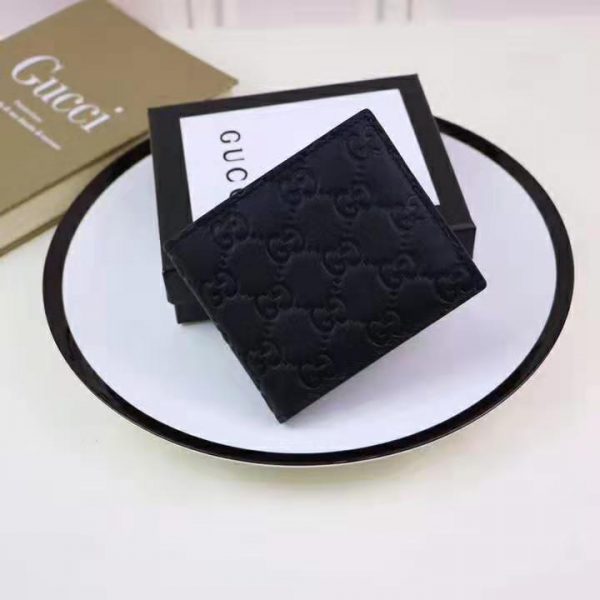 Gucci GG Men Gucci Signature Bi-Fold Wallet in Black Leather (5)