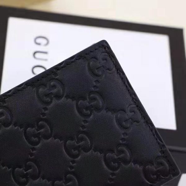 Gucci GG Men Gucci Signature Bi-Fold Wallet in Black Leather (6)