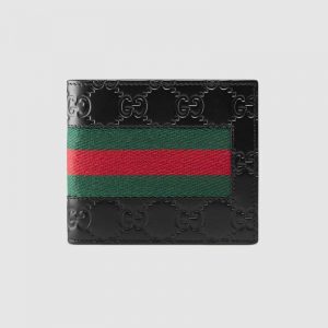 Gucci GG Men Gucci Signature Web Wallet in Black Gucci Signature Leather