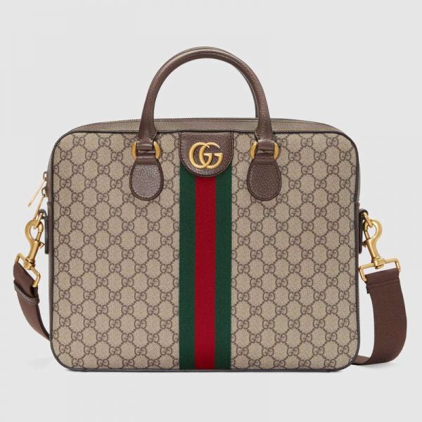 Gucci GG Men Ophidia GG Briefcase in BeigeEbony Soft GG Supreme Canvas (1)