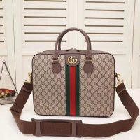 Gucci GG Men Ophidia GG Briefcase in BeigeEbony Soft GG Supreme Canvas (1)