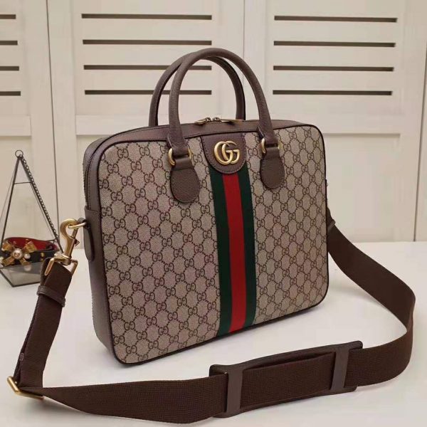 Gucci GG Men Ophidia GG Briefcase in BeigeEbony Soft GG Supreme Canvas (3)