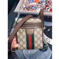 Gucci GG Men Ophidia GG Shoulder Bag in BeigeEbony GG Supreme Canvas (1)