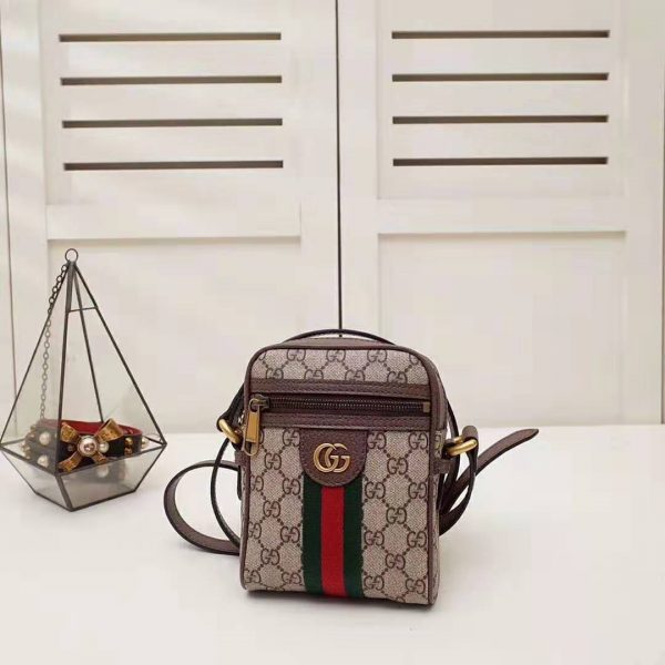 Gucci GG Men Ophidia GG Shoulder Bag in BeigeEbony GG Supreme Canvas (4)