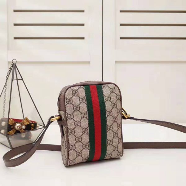 Gucci GG Men Ophidia GG Shoulder Bag in BeigeEbony GG Supreme Canvas (6)