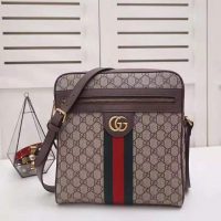 Gucci GG Men Ophidia GG Small Messenger Bag in BeigeEbony Soft GG Supreme Canvas (1)