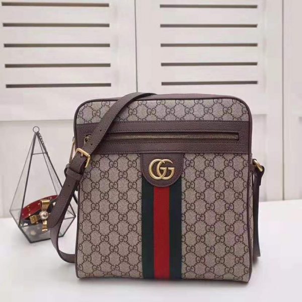 Gucci GG Men Ophidia GG Small Messenger Bag in BeigeEbony Soft GG Supreme Canvas (2)